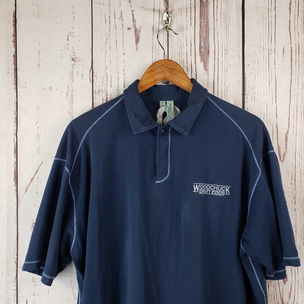Woodchuck Draft Cider Polo Short Mens Size XL Short Sleeve Cotton Blue
